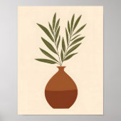 Boho Minimal Vase Botanical Neutral Terracotta ポスター (正面)