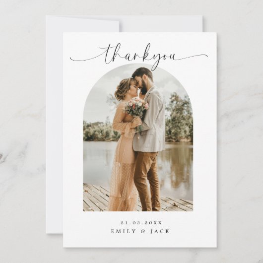 Boho Minimalistの結婚写真サンキューカード 招待状 (正面)