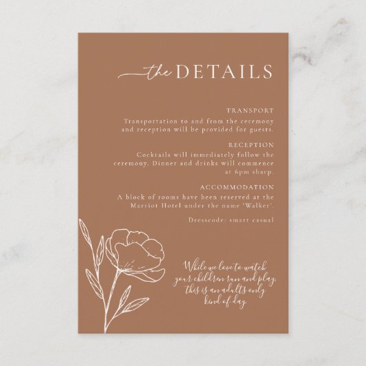 Boho Minimalistの結婚詳細エンクロージャカード エンクロージャーカード (正面)