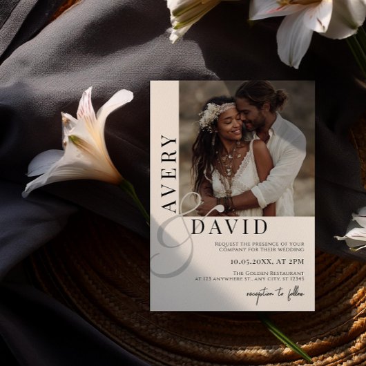 Boho Minimalistモダンの結婚写真アーチ 招待状