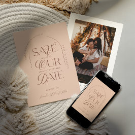 Boho Minimalistモダン Arch Photo日付を保存 招待状