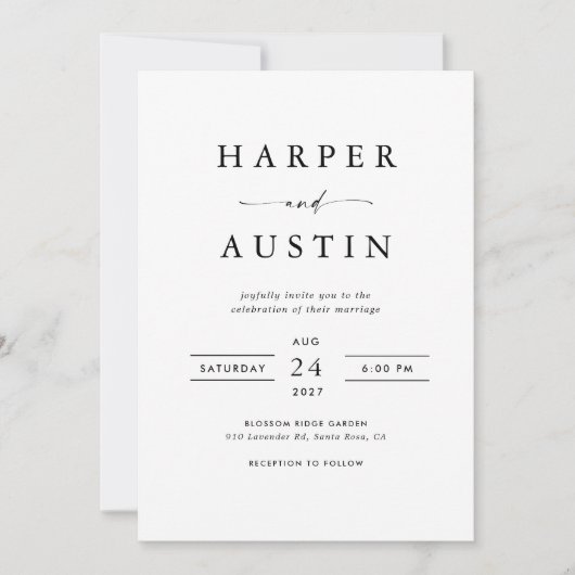 Boho Minimalist写真結婚ズ 招待状 (正面)