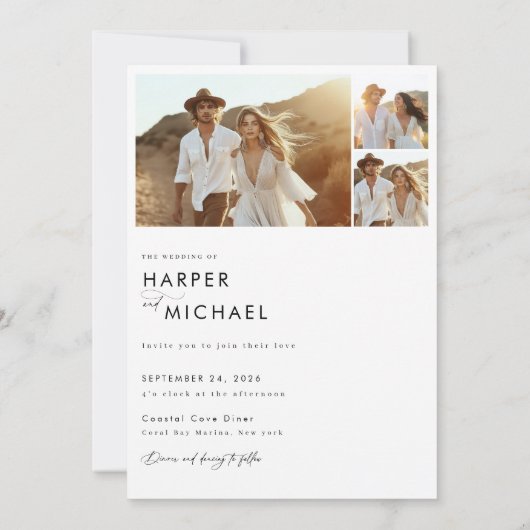 Boho Minimalist写真結婚ズ 招待状 (裏面)