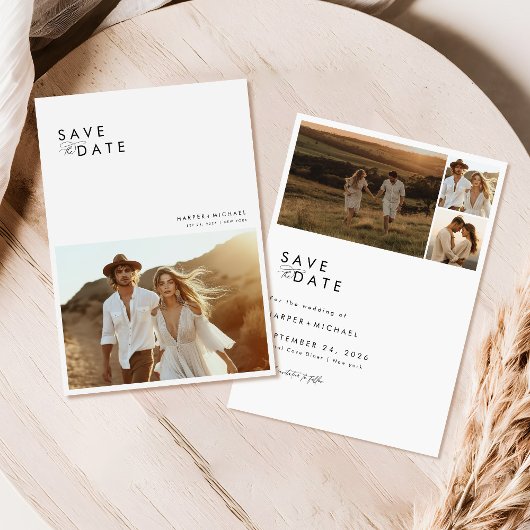 Boho Minimalist写真Save the Date 招待状