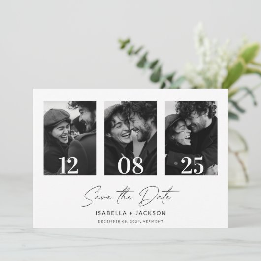 Boho Minimalist写真Save the Date 招待状 (スタンド正面)