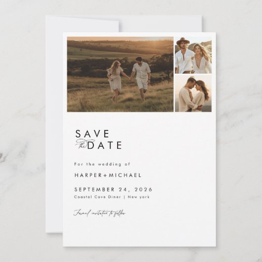 Boho Minimalist写真Save the Date 招待状 (裏面)