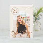 Boho Minimalist卒業写真発表カード 案内状 (スタンド正面)