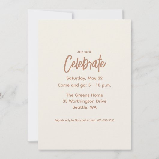 Boho Minimalist卒業写真発表カード 案内状 (裏面)