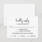 Boho Minimalist白黒RSVPカード 招待状 (正面/裏面)