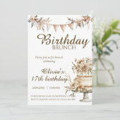 Boho minimalist birthday invitation, brunch invite 招待状 (スタンド正面)