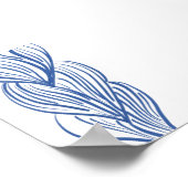 Boho Minimalist Blue Line Art ポスター (角)