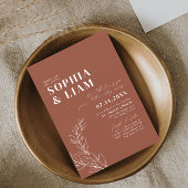 Boho Minimalist Botanicals Terracotta Wedding 招待状
