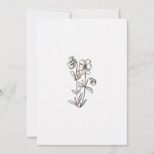 Boho Minimalist Botanicals Wildflower Wedding 招待状 (裏面)