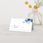 Boho Minimalist Dusty Blue Floral Wedding Table プレイスカード (正面)