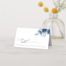 Boho Minimalist Dusty Blue Floral Wedding Table プレイスカード