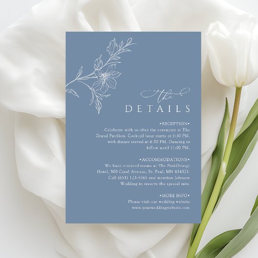 Boho Minimalist Dusty Blue Wedding Details エンクロージャーカード