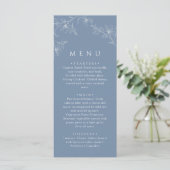Boho Minimalist Dusty Blue Wedding Dinner メニュー (スタンド正面)
