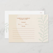 Boho Minimalist Earth Tonesの結婚応答カード 出欠カード (正面/裏面)