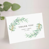 Boho Minimalist Greenery Foliage Wedding Folded サンキューカード