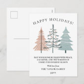 Boho Minimalist Hand Drawn Christmas Trees シーズンポストカード (正面/裏面)