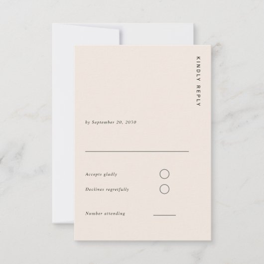 Boho Minimalist Light Beige Modern Simple Wedding 出欠カード (正面)