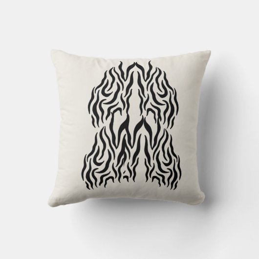 Boho Minimalist Line Art Pillow – 16x16 Modern Dec クッション (裏面)