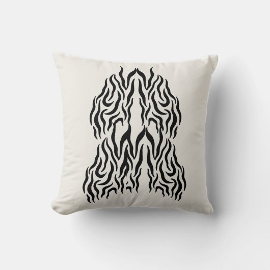 Boho Minimalist Line Art Pillow – 16x16 Modern Dec クッション (正面)