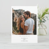 Boho Minimalist Mountain Sunset Photo 結婚's 招待状 (スタンド正面)