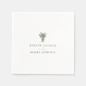 Boho Minimalist Olive Green Wedding Party スタンダードカクテルナプキン (正面)