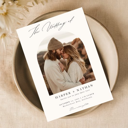 Boho Minimalist QRコード写真結婚の 招待状