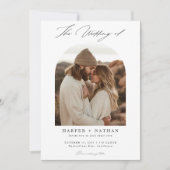 Boho Minimalist QRコード写真結婚の 招待状 (正面)