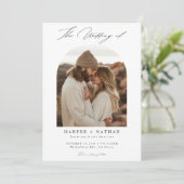 Boho Minimalist QRコード写真結婚の 招待状 (スタンド正面)