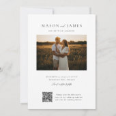 Boho Minimalist QR Code Photo セーブザデート (裏面)