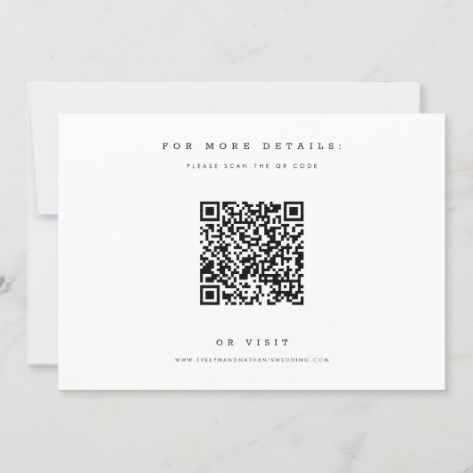 Boho Minimalist QR Code Photo Wedding 招待状 (裏面)