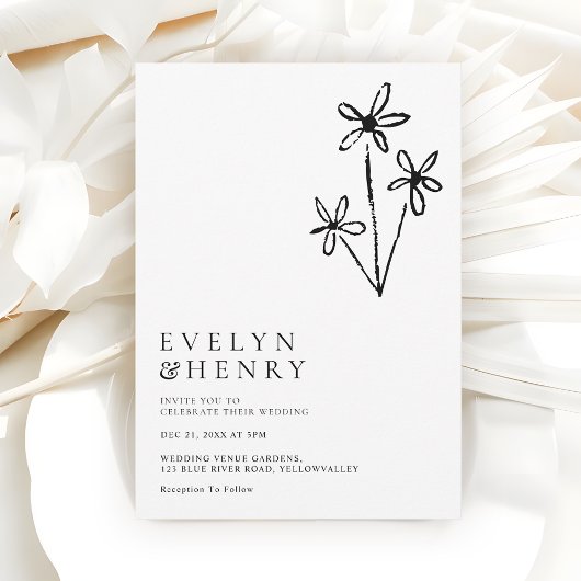 Boho Minimalist Simple Chic Wedding 招待状