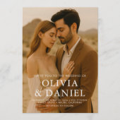 Boho Minimalist Simple Photo Wedding 招待状 (正面)