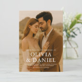 Boho Minimalist Simple Photo Wedding 招待状 (スタンド正面)