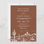 Boho Minimalist Terracotta Western QR Code Wedding 招待状 (正面)