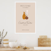 Boho Minimalist Vasesの結婚Welcome Sign Poster ポスター (キッチン)
