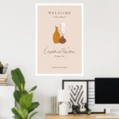 Boho Minimalist Vasesの結婚Welcome Sign Poster ポスター (ホームオフィス)