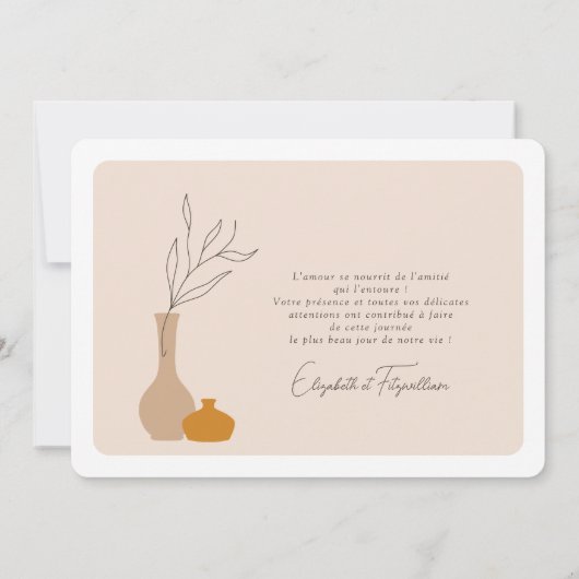 Boho Minimalist Vases結婚の写真 サンキューカード (裏面)