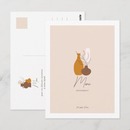 Boho Minimalist Vases'結婚s Thank You ポストカード (正面/裏面)