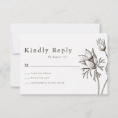 Boho Minimalist Wildflower Wedding Kindly Reply 出欠カード (正面)