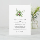 Boho Minimalist Winter Greenery Christmas Wedding 招待状 (スタンド正面)