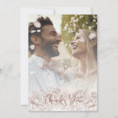 Boho Mocha Mousseモダンフローラエレガント写真 サンキューカード (正面)