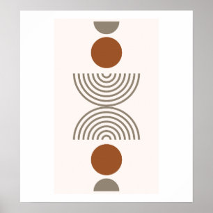 Boho Modern Abstract Geometric Botanical Art ポスター