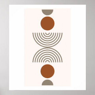 Boho Modern Abstract Geometric Botanical Art ポスター