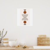 Boho Modern Abstract Geometric Botanical Art ポスター (キッチン)