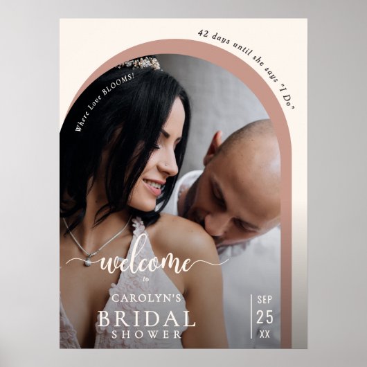 Boho Modern Arch Photo Bridal Shower Welcome ポスター (正面)