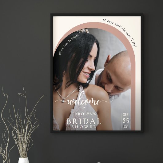 Boho Modern Arch Photo Bridal Shower Welcome ポスター